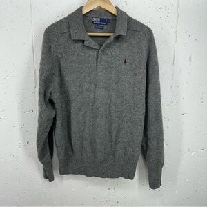 Polo Ralph Lauren Men's size XL Gray Collared 100% Lambswool Sweater